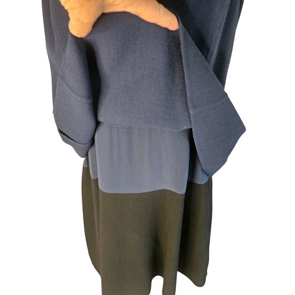 Oscar De La Renta Two Tone Dress Navy Black Fall 2020 Collection Draped Sz 10 - Picture 8 of 11